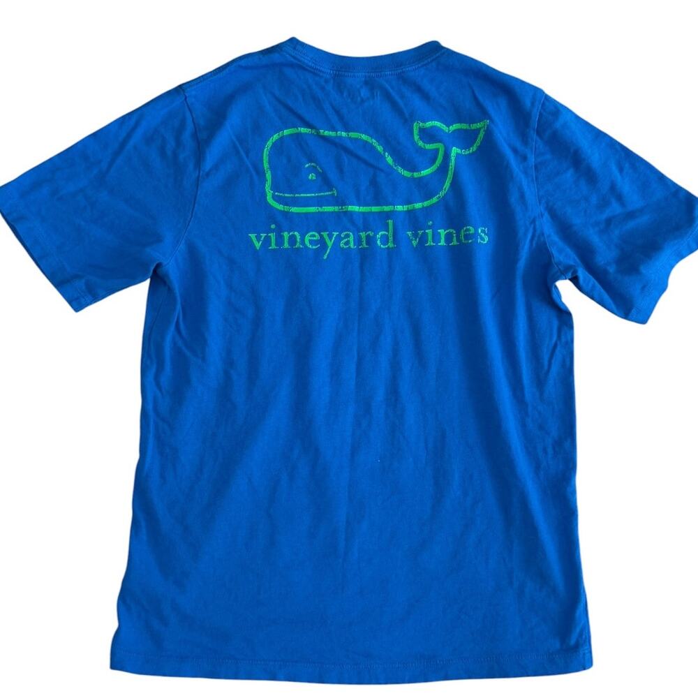 VINEYARD VINES Boys Blue Whale Pocket Tee Short Sleeve Size Large